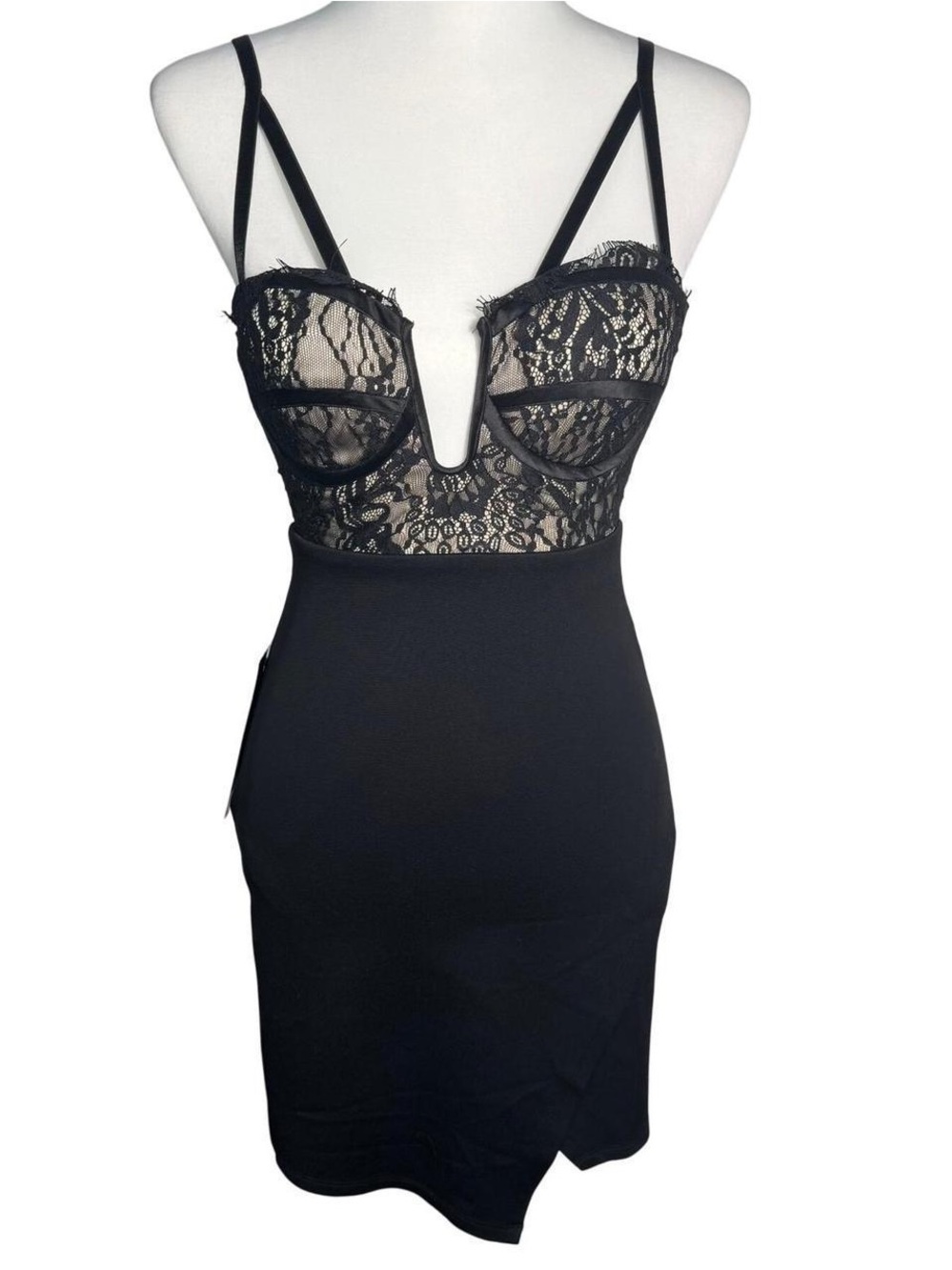 Bebe Black Lace Bustier Bandage Dress -